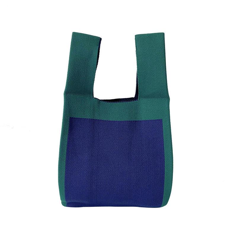 Вязаная сумочка в корейском стиле с цветными блоками: Высококачественная, вместительная сумка на плечо и запястье