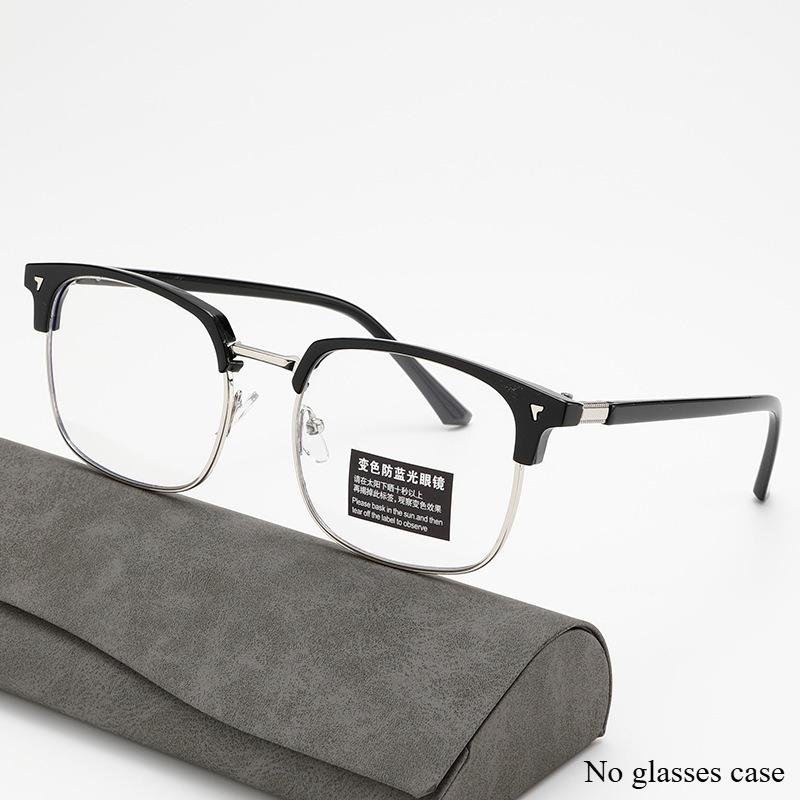 Photochromic Anti Radiation Glasses for Men and Women Simple Square Anti-blue Transition Eyeglasses Outdoor Shade Sunglasses