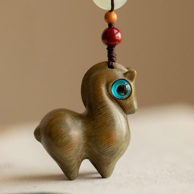 1 шт. Подвеска в виде лошади Изысканная подвеска для мобильного телефона Милый автомобильный брелок Новогодний подарок Нефритовая пряжка Деревянная подвеска