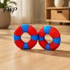 Puppy Teething Toys Lifebuoy Ring Dog Toy, Latex Squeaky Chew Teeth Oral Care Cleaning Toy for Aggressive Chewers, Interactive Pet Training