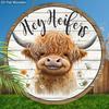 Wooden Welcome Sign with Highland Cattle Design - Rustic Decorative Plaque for Farmhouse, Front Door, Porch, Holiday Decorations