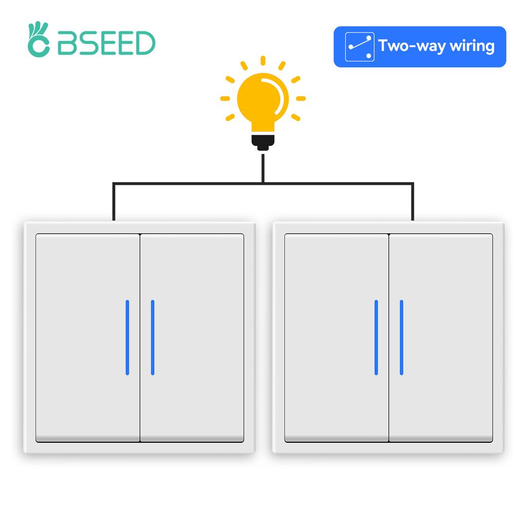 BSEED 1/2Gang Mechanical Light Switches With Led Indicator For Stairs Hallway Corridor 10A Plastic Frame 2pieces
