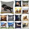 45x45см Наволочка с принтом бегущей лошади, узор, украшение для дома, гостиной, дивана, автомобиля, декоративная подушка