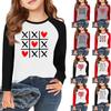 Футболки с длинным рукавом для девочек Love ко Дню святого Валентина, детские осенние топы с круглым вырезом, базовые футболки для детей 5-14 лет