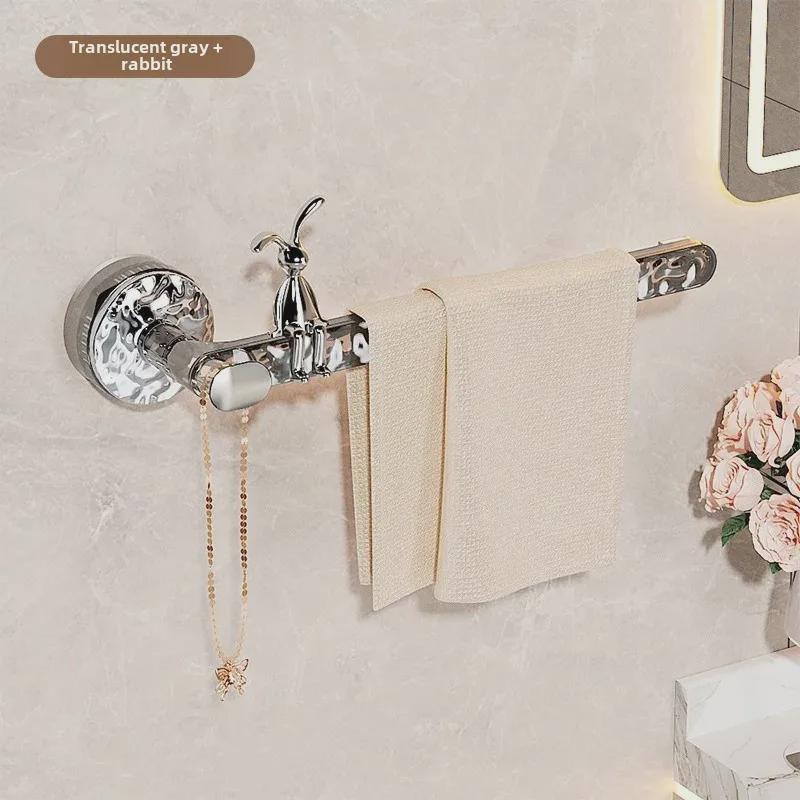 Настенная вешалка для полотенец с присоской без перфорации - одинарная штанга для ванной комнаты или туалета