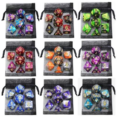 Игровые кости DND, ролевые игральные кости, набор кубиков для смешивания цветов с сумкой, 9 различных стилей, доступных для портативных игрушек, DND, RPG, TRPG, игры