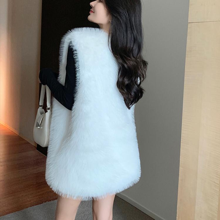 Осенне-зимняя женская роскошная меховая безрукавка из искусственного меха, женская рождественская куртка без рукавов из искусственного меха лисы