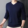 Весенне-осенний мужской шерстяной свитер с V-образным вырезом, пуловер с длинным рукавом, шерстяной вязаный низ, модный мужской повседневный шерстяной свитер, интерьер