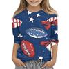 Детская повседневная футболка с круглым вырезом и принтом «День независимости» с рукавами 7 точек