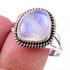 Natural Rainbow Moonstone Gemstone 925 Solid Sterling Silver Ring Size 10 A9M49