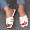 Large-sized Square Toe Flat Shoes Casual One-shoulder Slippers Women's Lazy Person's Lightweight Beach Flip-flops