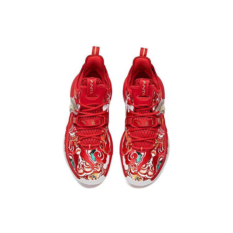 Anta GH2 Ткань TPU амортизация нескользящая износостойкая дышащая поддержка низкие баскетбольные кроссовки мужские красные 112111103-7