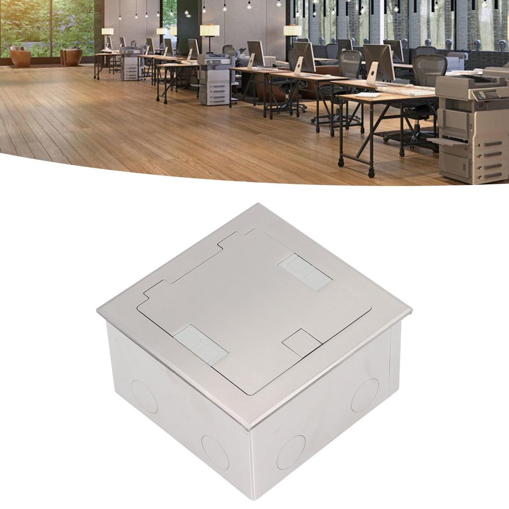 Recessed Floor Outlet Box Water Proof Stainless Steel Flat Socket 16A 2   3 Holes USB   Port Silver