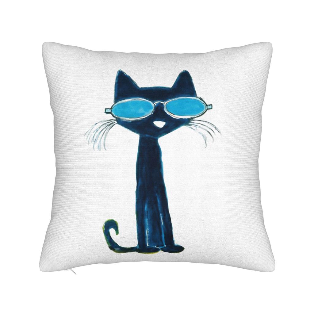Cartoon Cats Petes the Cat Square Pillow Case Polyester Throw Pillow Skateboarding Customized Pillowcase