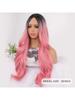Синтетические длинные волнистые вьющиеся волосы 28 дюймов Омбре черного и розового цвета для женщин, парики для косплея на Хэллоуин с челкой, термостойкие волокнистые волосы для челки