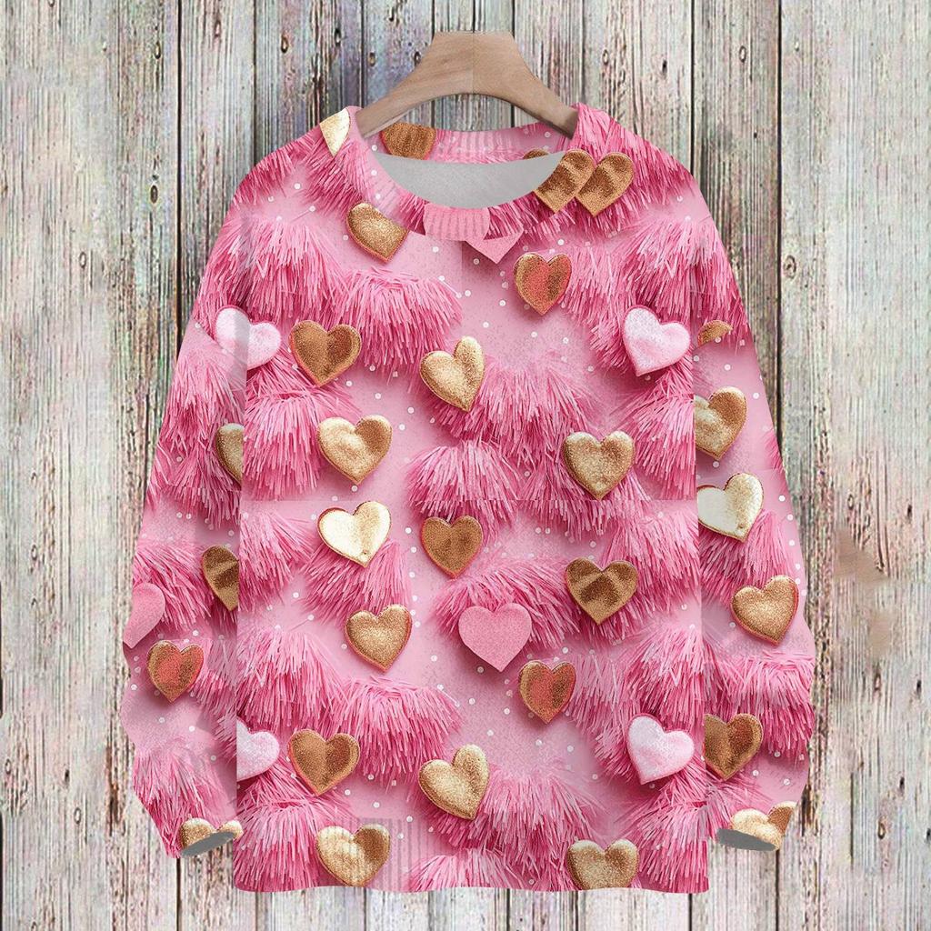 Свитшоты ко Дню святого Валентина для детей, вязаные свитера для мальчиков и девочек, симпатичные рубашки, осенние свитера с круглым вырезом, топы