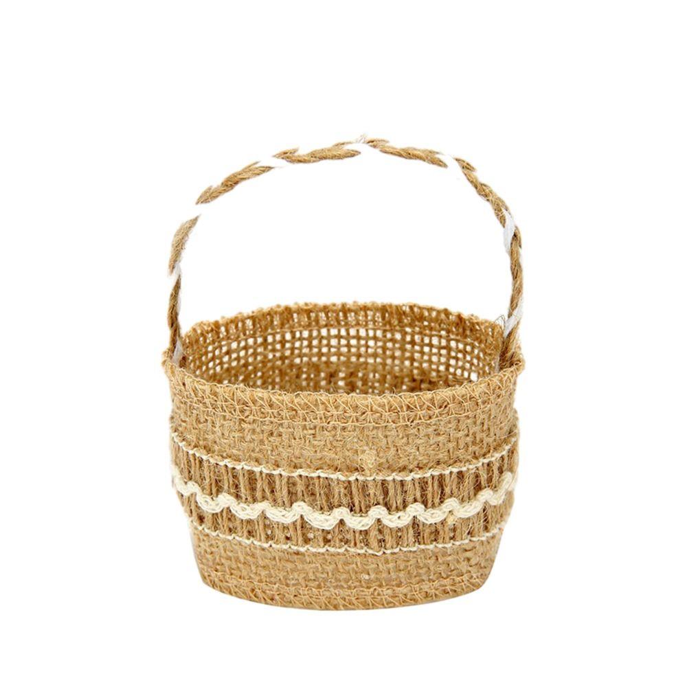 2pcs Lace Bowknot Flower Girl Basket Retro Candy Gift Bag Wedding Ceremony Party Decoration