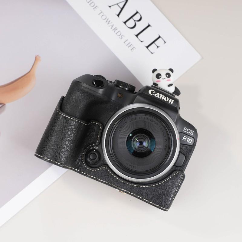 Canon EOS R10 R50 R100 Camera Protective Case With Adjustable Strap Cartoon Hot Shoe Cap - Lightweight Leather-Style Cover