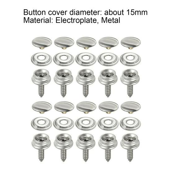 10Set/Bag Snap Fastener Multiple Use Rust-proof Metal 15mm Pop Studs Heavy Duty Press Button for Boat Covers