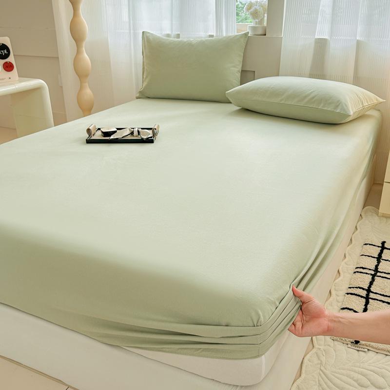 Осень/Зима Толстая Однотонная Хлопковая Фланелевая Простыня на Резинке и Пыльник