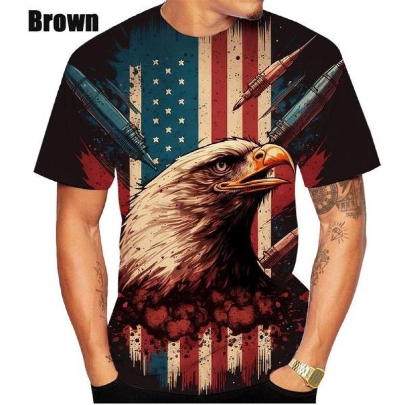 Мужская/Женская Повседневная Футболка с 3D Принтом Орла Уличная Одежда Для Отдыха С Коротким Рукавом Хип-Хоп Забавная Футболка