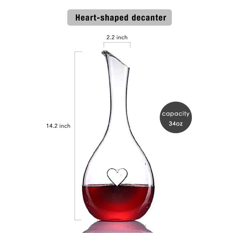 Heart-shaped Wine Decanter Crystal Wine Aerator Hand Blown Lead-free Crystal Glass Unique Design Wine Gift Accessories