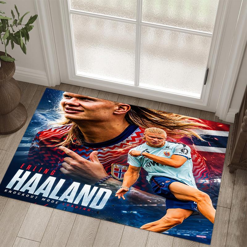 Erling Haaland Design Crystal Velvet Carpet Cozy Non?Slip Printed Rug For Bedroom Living Room Entrance