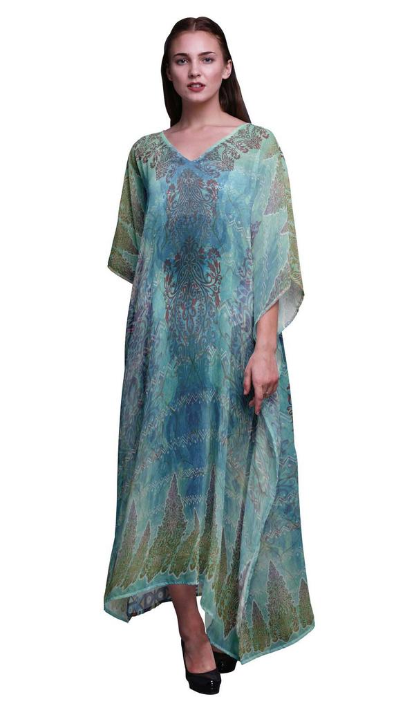 Phagun Floral & Paisley Ladies Kaftan Holiday Loungewear Maxi Dress Beach