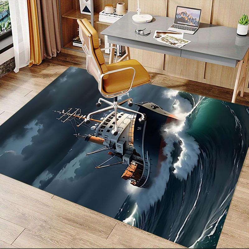 1PC ship ocean Non-Slip Floor Carpet Compatible for Office&Living Room&Bedroom&Dining room - Flat-Weave Machine-O343