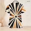 Women Plus Size Geometric Printed Scrub Top Keyhole Neck Short Sleeve With Front Pockets