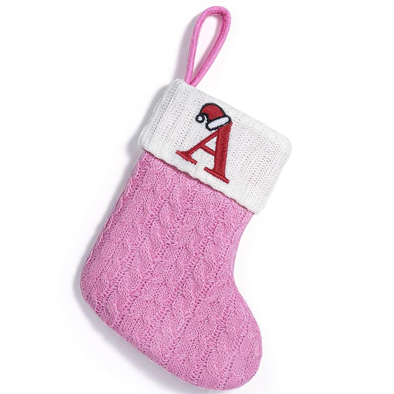 3d Pendant Gift Bag Letter Embroidered Gift Pendant Christmas Tree Decoration Pink Christmas Socks