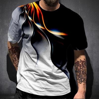 Летние футболки с градиентной 3D-печатью, мужская футболка с коротким рукавом и цифровым принтом для мужчин больших размеров