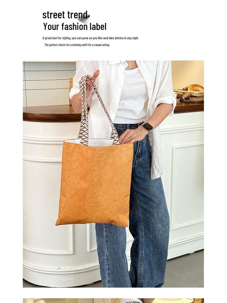 Водонепроницаемая крафт-бумажная сумка-тоут DuPont - Креативный подарок и ретро-сумка через плечо с печатью логотипа