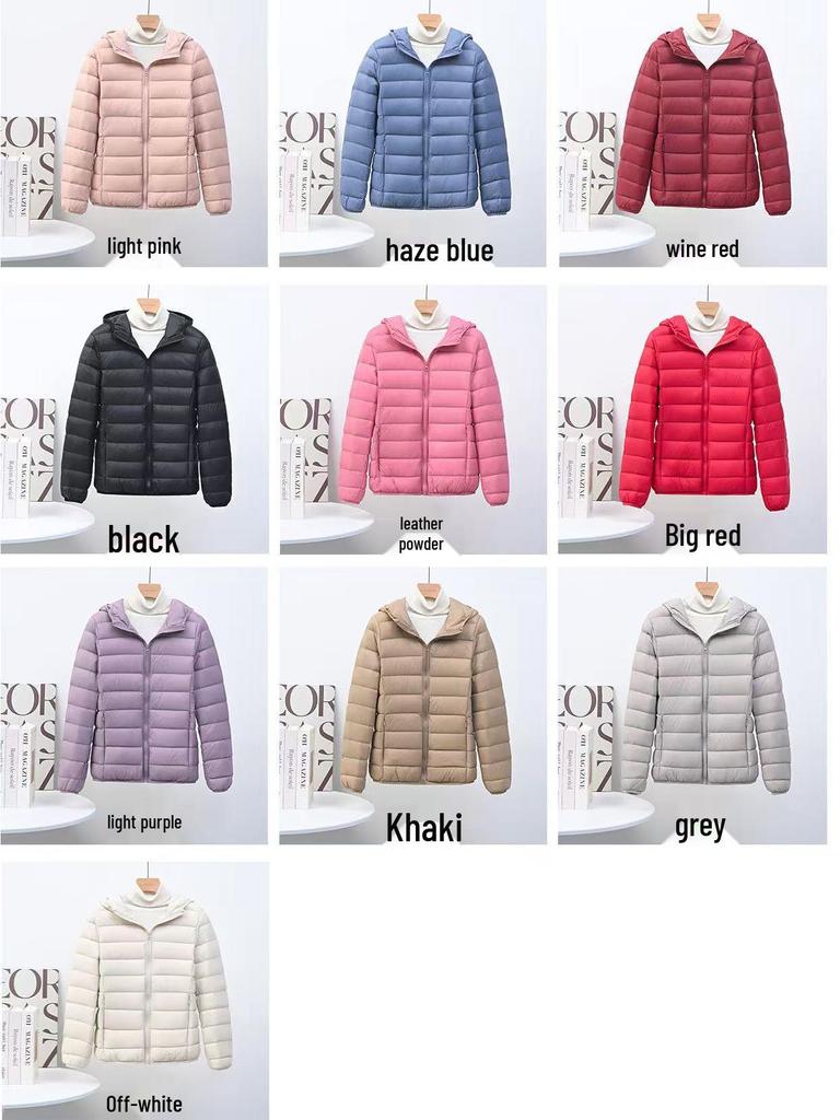 Women's Korean Style Lightweight Down Jacket - Short, Hooded, Plus Size, Middle-Aged, Casual White Duck Down Coat for Autumn and Winter