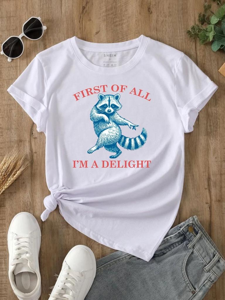 First of All, I'm a Delight Shirt Funny Raccoon T- Shirt, Sarcastic Quote Gift Tee
