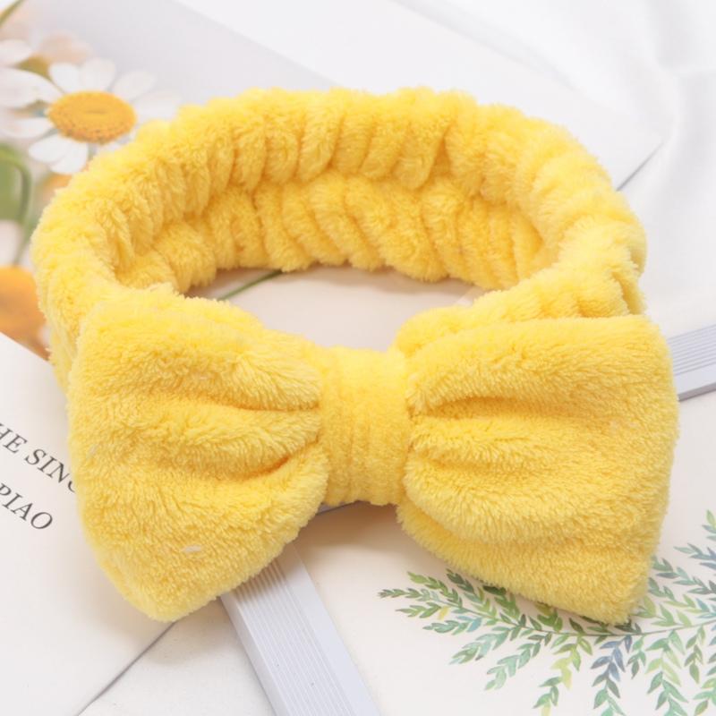 Soft Bow Headbands SPA Yoga Big Solid Color Coral Fleece Elastic Hair Bands Women Washing Face Cute Makeup Hairband Accessories