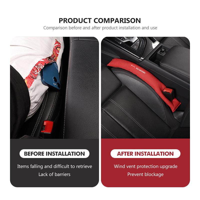 Car Logo Seat Gap Filler Soft Suede Side Seam Leak Pad Plug Spacer Accessories For KIA Cerato Soul Venga Forte Spectra Sedona BU9