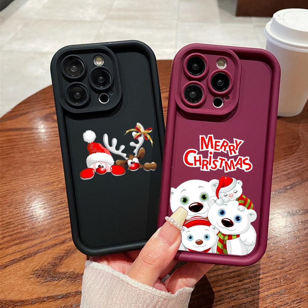 N101 Merry Christmas art Soft Angel Eyes Phone Cases для iPhone 16 15 14 13 11 Pro Max 8 7 6s Plus 12 mini XR XS Max SE Shockproof Cover