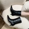 Pointed Sexy Women Ankle Boots Elegant Low Heels Autumn New Leather Shoes  Trend New Rock Goth Designer Winter Botas Mujer