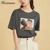 Hirsionsan Abstract Print Summer T Shirt Women Vintage Graphic Female Tops Harajuku Soft 100% Cotton Tees 2021 New Basic Tshirts Streetwear Tees