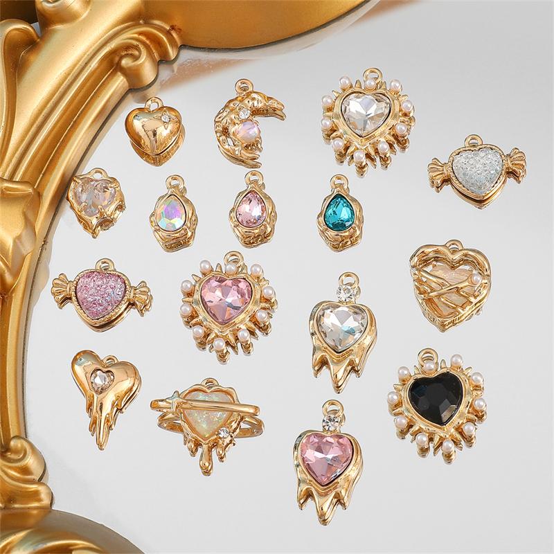 Подвеска из алмазного сплава в форме сердца, звезды и луны, ожерелье, браслет, серьги, аксессуары для ювелирных изделий своими руками