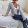 European & American Autumn/Winter Women's V-Neck Single-Breasted Loose Knitted Wool Sweater