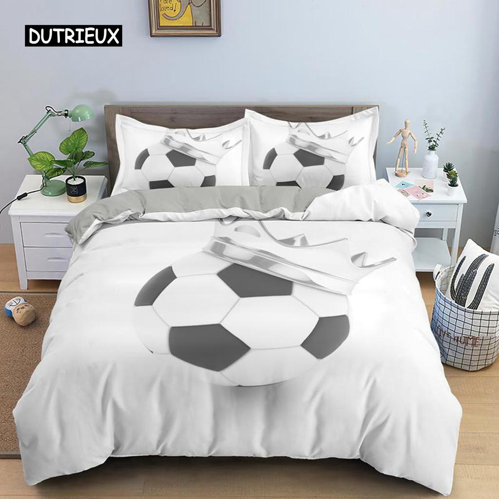 3D футбольное одеяло для мальчиков и подростков, комплект пододеяльников, футбольный мяч, комплект постельного белья из полиэстера, 2/3 предмета, мягкое двойное одеяло, покрывало