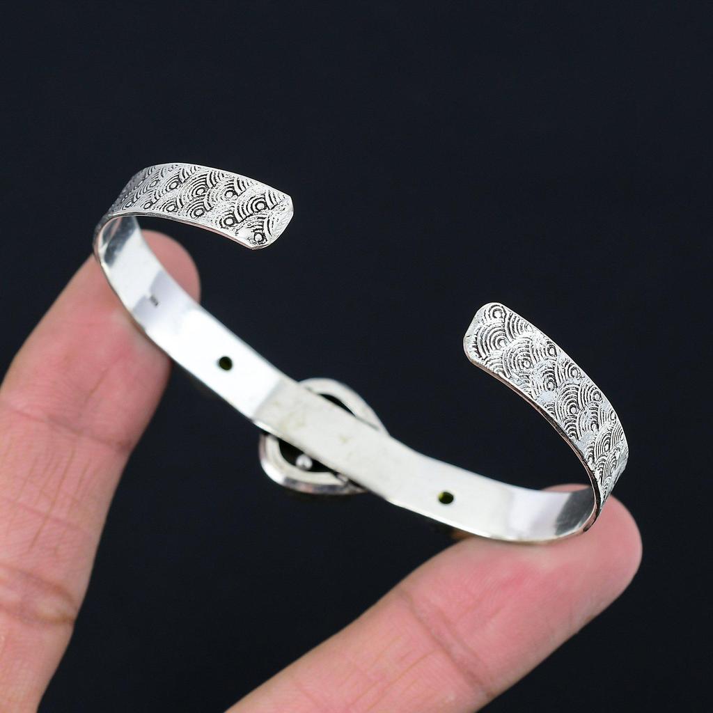 Подарок на день рождения для нее Натуральный пирит друза драгоценный камень браслет регулируемый серебро 925 пробы