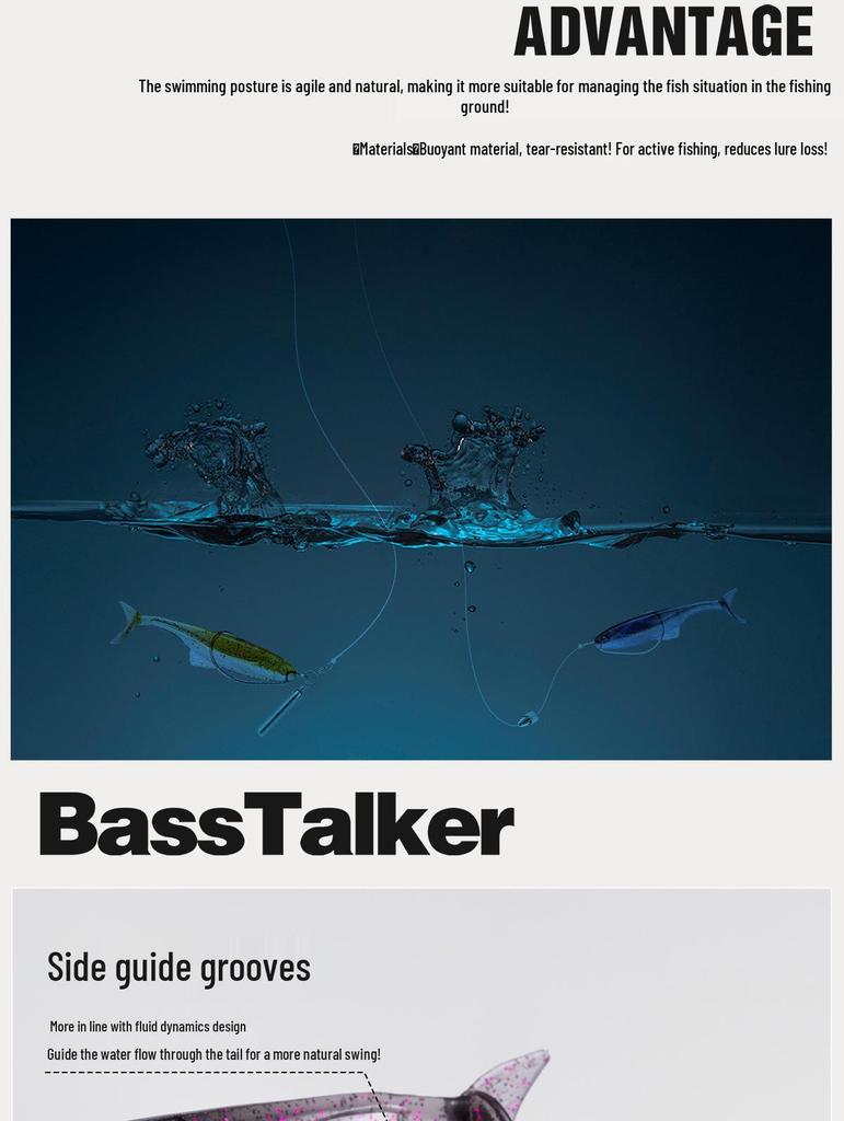 Плавающая мягкая приманка с Т-образным хвостом и крючком свинцовой головкой для оснастки на окуня и мандаринку