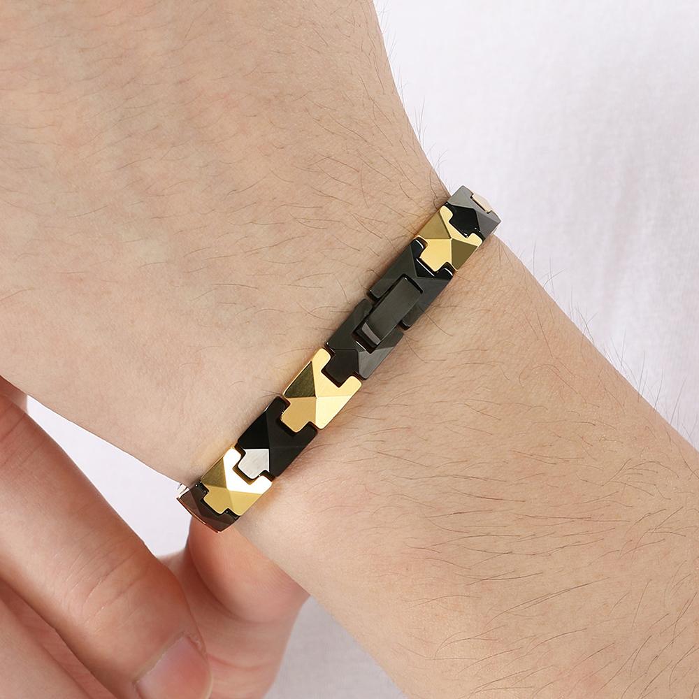 Мужской терапевтический германиевый магнитный браслет, вольфрамовая пулевая цепочка, регулируемый, с отрицательными ионами, для здоровья, не царапается