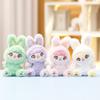 Three Plush Baby Rabbit Keychain Pendant With Embroidery Design Gift For