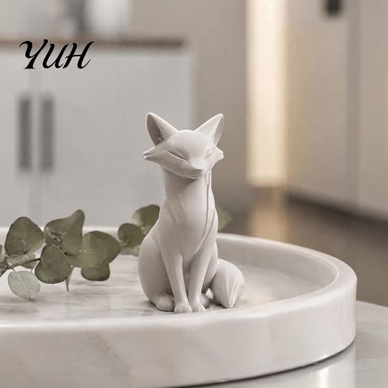 Artistic Home Styling Items 3D Printed Minimalist Fox Sculpture, Elegant Figurine, Matte Modern Sculpture Desktop Ornament for Living Room Entryway