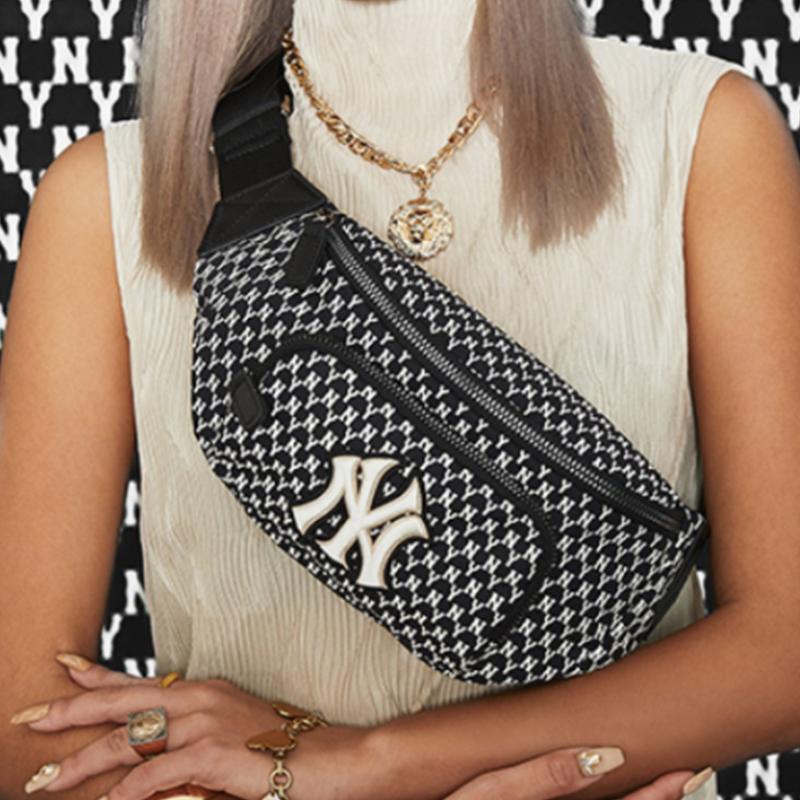 New MLB Monogram Collection Nylon Crossbody Bags Fanny Pack Regular Unisex Black 3AHSM051N-50BKS