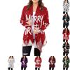 Women's Fashion Casual Christmas Printed Mid-Length Irregular Hem Cardigan Jacket